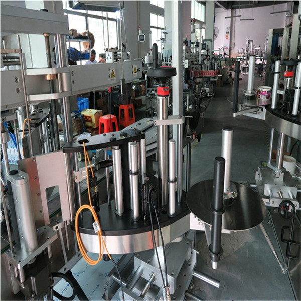 Etiquetadora de doble cara de botella de plástico / vidrio, etiquetadora de botella cuadrada